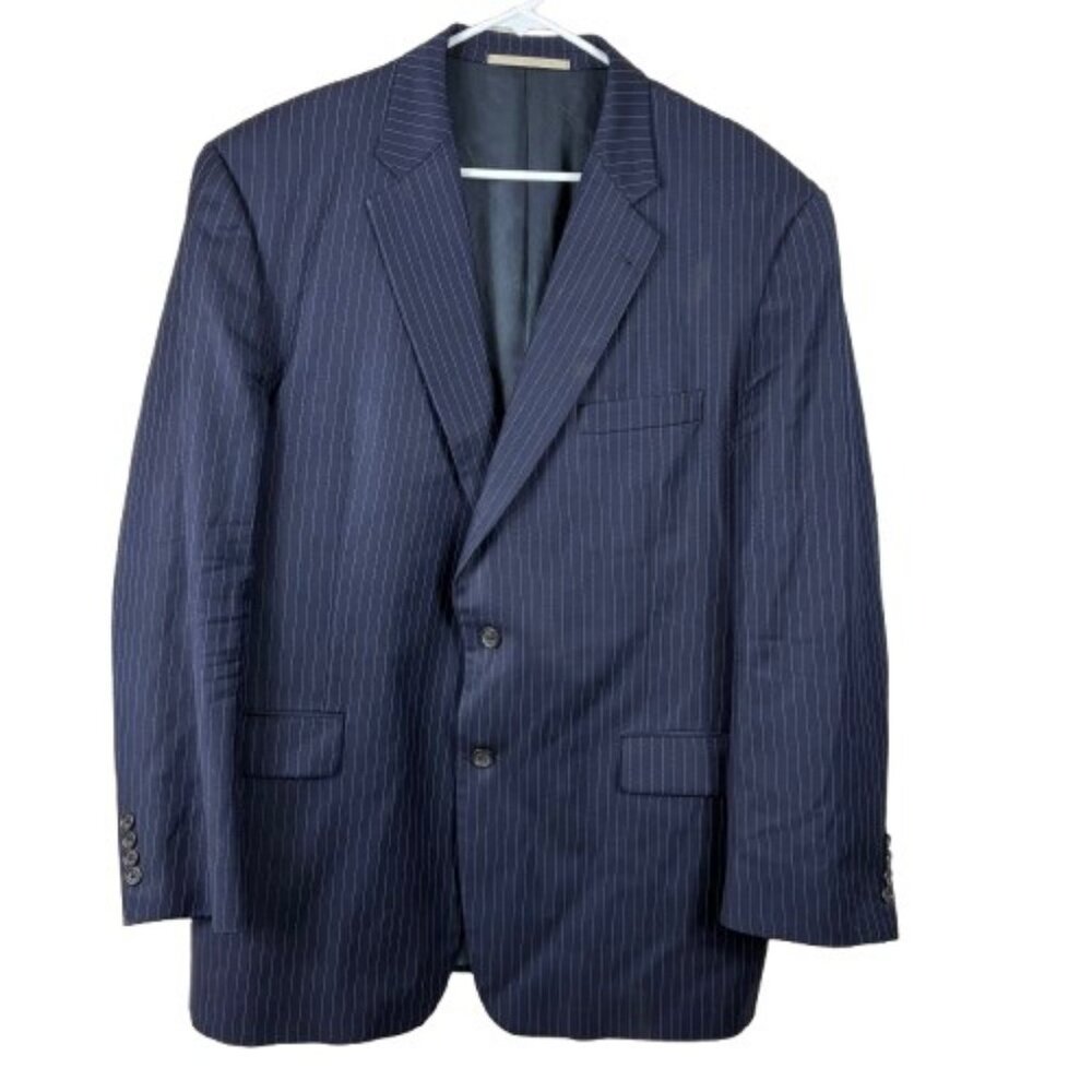 VTG Burberry Nordstrom Wool Pinstripe Kensington Blazer Union Size 46 Reg Retro - Picture 2 of 14